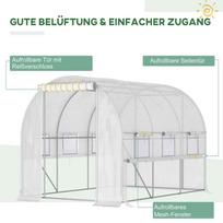 siltnamiu langu - "Outsunny" folijos šiltnamis 2,95x2x2 m, tunelis, susukami langai, apsauga nuo UV spindulių, atsparus vėjui, plienas, baltas - 7 nuotrauka
