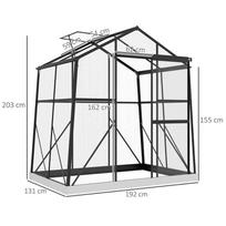 stumdomi langai - Šiltnamis Outsunny, 2,51 m², 131x192x203 cm, Juodas (Black) - 8 nuotrauka