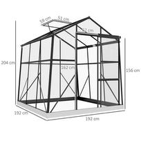 siltnamis 2x2 - Outsunny Aliuminio šiltnamis 3,68 m² (192x192x204 cm) - 8 nuotrauka