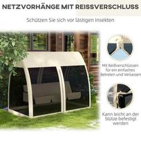 supynes su tinkleliu - Outsunny "Outsuuny 2 in 1" Holivudo sūpynės su atsilenkimo funkcija 3 vietų sodo sūpynės su stogeliu, tinkleliu nuo uodų, sūpynės suolelio apkrova iki 300 kg, sodo gultas sode, terasoje, 240 x 140 x 197 cm, kava - 6 nuotrauka