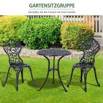 baldai - Lauko baldų komplektas Outsunny Bistro, juodas (Black), 2 asmenims - 5 nuotrauka