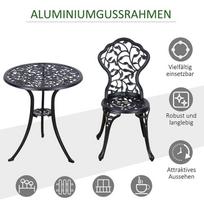 baldai - Lauko baldų komplektas Outsunny Bistro, juodas (Black), 2 asmenims - 6 nuotrauka