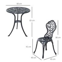 baldai - Lauko baldų komplektas Outsunny Bistro, juodas (Black), 2 asmenims - 8 nuotrauka