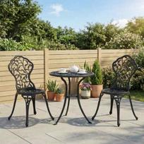 baldai - Lauko baldų komplektas Outsunny Bistro, juodas (Black), 2 asmenims - 9 nuotrauka