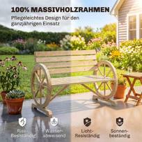 vezimo ratai - Outsunny Medinis sodo suoliukas su vežimo rato dizainu, natūralus (Natural) - 7 nuotrauka