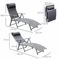 sulankstomas gultas sodo - Gultas Outsunny, pilka (Grey), 137 x 63,5 x 100,5 cm - 8 nuotrauka