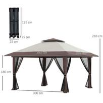 stogines - Pavėsinė - paviljonas Outsunny 4x4 m, smėlinė (Sand) - 8 nuotrauka