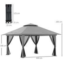sodo pavesine - Outsunny sulankstoma pavėsinė 4x4 m, tamsiai pilka (Dark Grey) - 8 nuotrauka