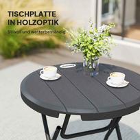 valgomojo pilkas stalas - Outsunny Apvalus sulankstomas sodo stalas, Ø80 cm - tamsiai pilka - 6 nuotrauka