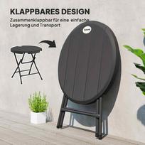 valgomojo pilkas stalas - Outsunny Apvalus sulankstomas sodo stalas, Ø80 cm - tamsiai pilka - 7 nuotrauka