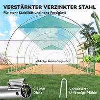 zali pomidorai - "Outsunny" šiltnamis 6 x 3 x 2 m plėvelinis šiltnamis su 12 langų, ritininėmis durimis, susukamomis šoninėmis sienelėmis, UV spinduliams atsparus plėvelinis tunelis, žiemai atsparus pomidorų namelis su gruntiniu inkaru, žalias - 4 nuotrauka