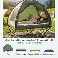 lovos palapine - Outsunny Dviguba pakeliama stovyklavimo lova ir palapinė, žalia (Green) - 7 nuotrauka