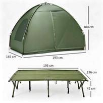 lovos palapine - Outsunny Dviguba pakeliama stovyklavimo lova ir palapinė, žalia (Green) - 8 nuotrauka