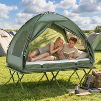 lovos palapine - Outsunny Dviguba pakeliama stovyklavimo lova ir palapinė, žalia (Green) - 9 nuotrauka