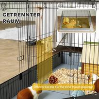 ziurkenu narvas - PawHut 2-in-1 nykštukinių žiurkėnų narvas, Juodas (Black) - 6 nuotrauka