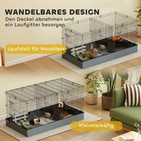ziurkenu narvas - PawHut 2-in-1 nykštukinių žiurkėnų narvas, Juodas (Black) - 7 nuotrauka