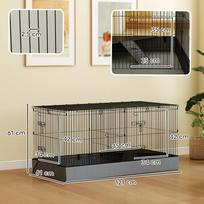 ziurkenu narvas - PawHut 2-in-1 nykštukinių žiurkėnų narvas, Juodas (Black) - 8 nuotrauka