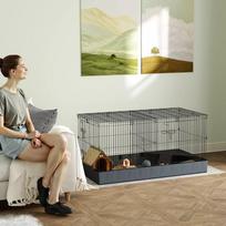 ziurkenu narvas - PawHut 2-in-1 nykštukinių žiurkėnų narvas, Juodas (Black) - 9 nuotrauka
