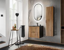 plautuves spintele - Apatinė vonios spintelė Comad XILO BLACK WOTAN 82-80-D-2S, ąžuolo/juoda (Oak/Black) - 2 nuotrauka