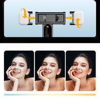 led lazda - Hurtel WC13YDS teleskopinė asmenukių lazda su dviguba LED šviesa ir telefono laikikliu, Juodas (Black) - 3 nuotrauka