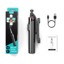 led lazda - Hurtel WC13YDS teleskopinė asmenukių lazda su dviguba LED šviesa ir telefono laikikliu, Juodas (Black) - 8 nuotrauka