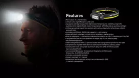 prozektorius ant galvos - Nitecore HC65 UHE, 2000lm, Ant galvos tvirtinamas žibintuvėlis - 6 nuotrauka
