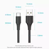 usb a to usb c 0.5m - CABLE USB-C TO USB2.0/0.5M BLACK CTHBD VENTION - 4 nuotrauka