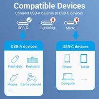 usb female to usb c - Vention USB 3.0 C Male to A Female OTG Cable 0.15M Gray (Pilka) CCXHB - 8 nuotrauka