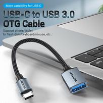 usb female to usb c - Vention USB 3.0 C Male to A Female OTG Cable 0.15M Gray (Pilka) CCXHB - 15 nuotrauka