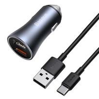 100 w ikroviklis - Automobilinis įkroviklis Baseus, 2 x USB/USB-C, 100 cm, pilka, 40 W - 4 nuotrauka