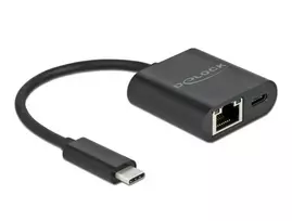 adapteriai type c - Delock USB Type-C™ adapteris Gigabit LAN 10/100/1000Mbps su PD juoda spalva - 2 nuotrauka