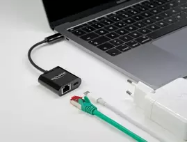 adapteriai type c - Delock USB Type-C™ adapteris Gigabit LAN 10/100/1000Mbps su PD juoda spalva - 4 nuotrauka