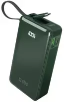 SBS 10000 mAh 20W išorinė baterija su integruotu USB-C laidu ir skaitmeniniu ekranu, žalia
