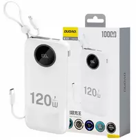 Dudao K13 10000mAh išorinė baterija su integruotu laidu – balta