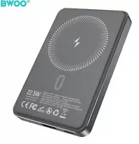 BWOO P82 BO, 10000mAh, 15W, belaidis krovimas, tamsiai pilka