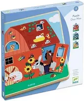 Djeco Pas Moo DJ01482, 3 sluoksnių medinė dėlionė