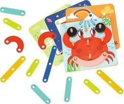Tooky Toy medinė dėlionė su kaištukais, gyvūnų raštai