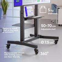 tv 100 - ONKRON Mobile TV Stand Rolling TV Cart for 50 to 100-Inch Screens up to 120 kg, black | TS1991-B - 4 nuotrauka