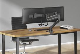 2 monitoriu laikiklis - NEOMOUNTS BY NEWSTAR DS75-450BL2 FULL MOTION MONITOR DESK MOUNT FOR 17-32" SCREENS - BLACK - 4 nuotrauka