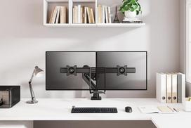 2 monitoriu laikiklis - NEOMOUNTS BY NEWSTAR DS75-450BL2 FULL MOTION MONITOR DESK MOUNT FOR 17-32" SCREENS - BLACK - 18 nuotrauka