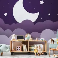 Fototapetas Artgeist Moon Dream - Clouds In A Purple Sky With Stars For Children, 315 cm x 450 cm