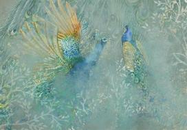 Fototapetas Artgeist Peacocks Dancing, 140 cm x 200 cm