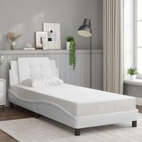 vidaXL Lovos rėmas Zadar, baltas (White), 90x190 cm, dirbtinė oda