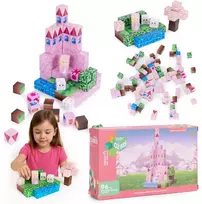 magnetiniai kubeliai - Multistore magnetinių kaladėlių rinkinys Pink Castle, 96 vnt - 1 nuotrauka