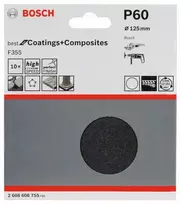 slifavimo diskas 125 mm - Šlifavimo lapas Bosch Pro F355, 60, 12.5 cm x 12.5 cm, 10 vnt. - 2 nuotrauka