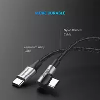 ugreen usb c 3.0 cable - UGREEN USB-C - USB-C kampinis laidas QC 3.0 PD 3A 60W 1m Juodas (Black) - 2 nuotrauka