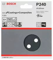 slifuoti akmenis - Šlif. popierius eksc. šlifuokliui Bosch Best for Stone; 125 mm; K240; 5 vnt. - 2 nuotrauka