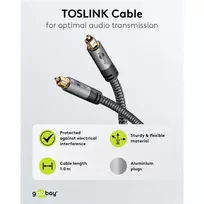 optinis kabelis - Goobay Plus Toslink optinis kabelis 5m Juodas (Black) - 2 nuotrauka
