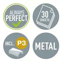 segiklis - Leitz NeXXt 55021054, 30 sheets, Green, P3 24/6 (100 ST) oder 26/6 (140 ST), Metal, Plastic, Top, 42 mm - 5 nuotrauka