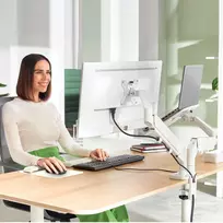dvieju monitorius stovas - Leitz Ergo dual monitoriaus ir nešiojamojo kompiuterio laikiklis Grå (Gray) ,  65380085 - 2 nuotrauka